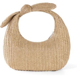 Straw moon shape bow bag